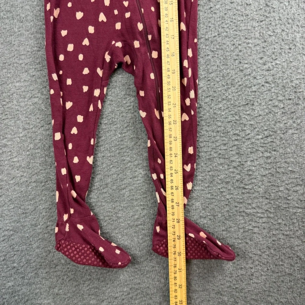 Member's Mark Sleep & Play Kids 24M Burgundy Heart Print‎ Footed Pajamas